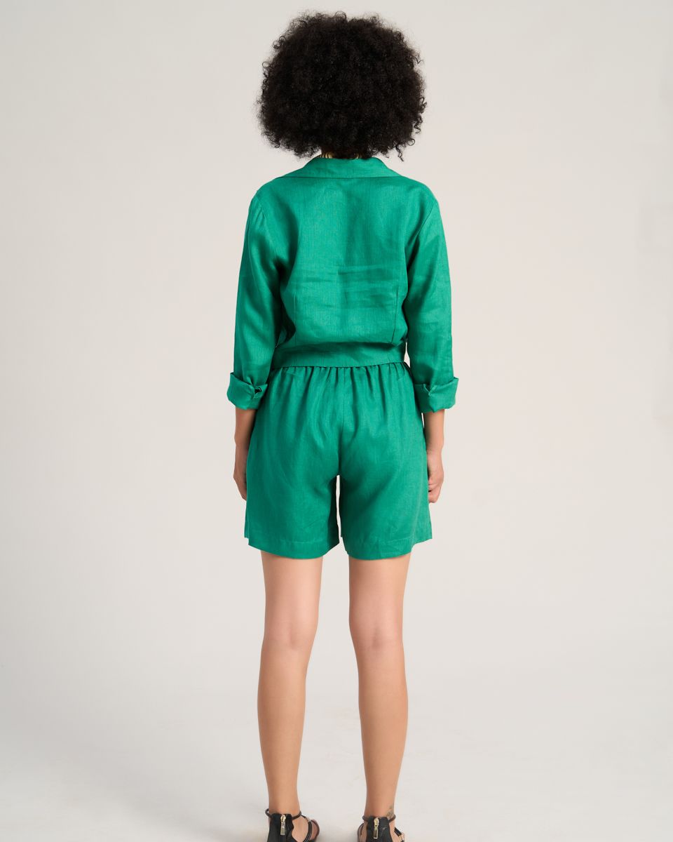 Quần Short Linen Xanh Lá Sắc Màu Tự Do