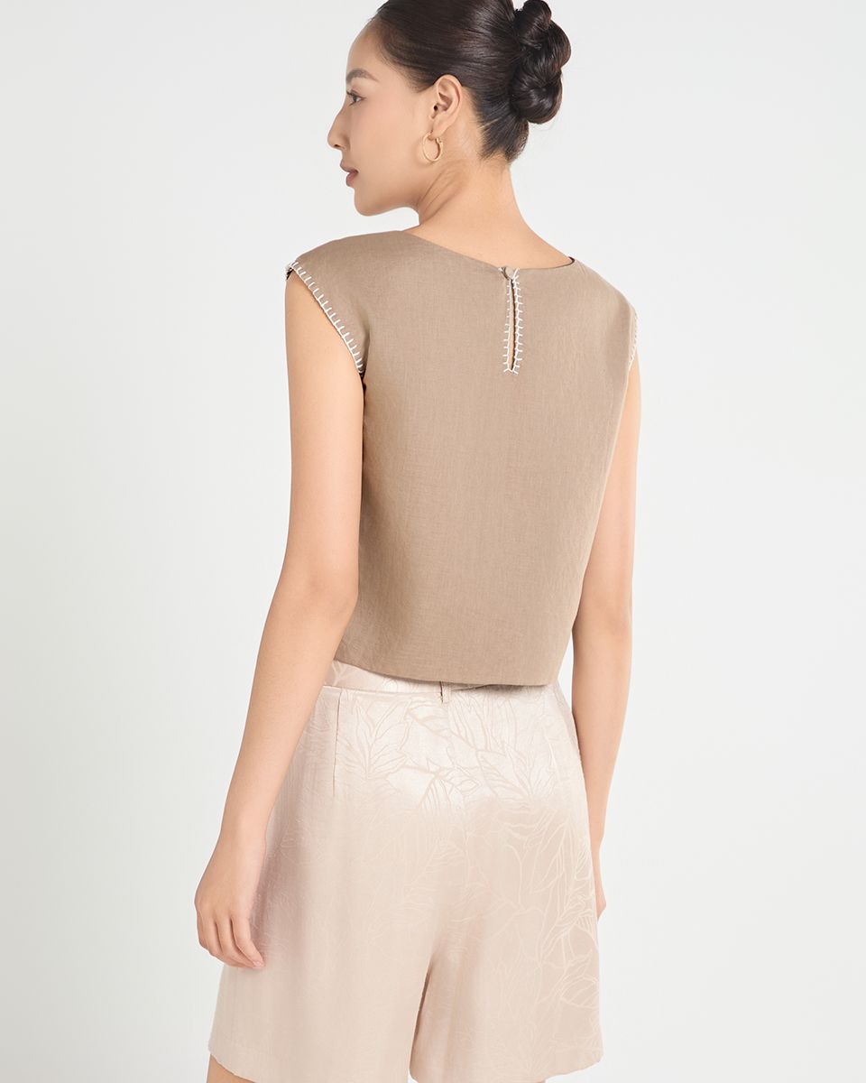 Áo Kiểu Linen Nâu A Touch Of Effortless Elegance