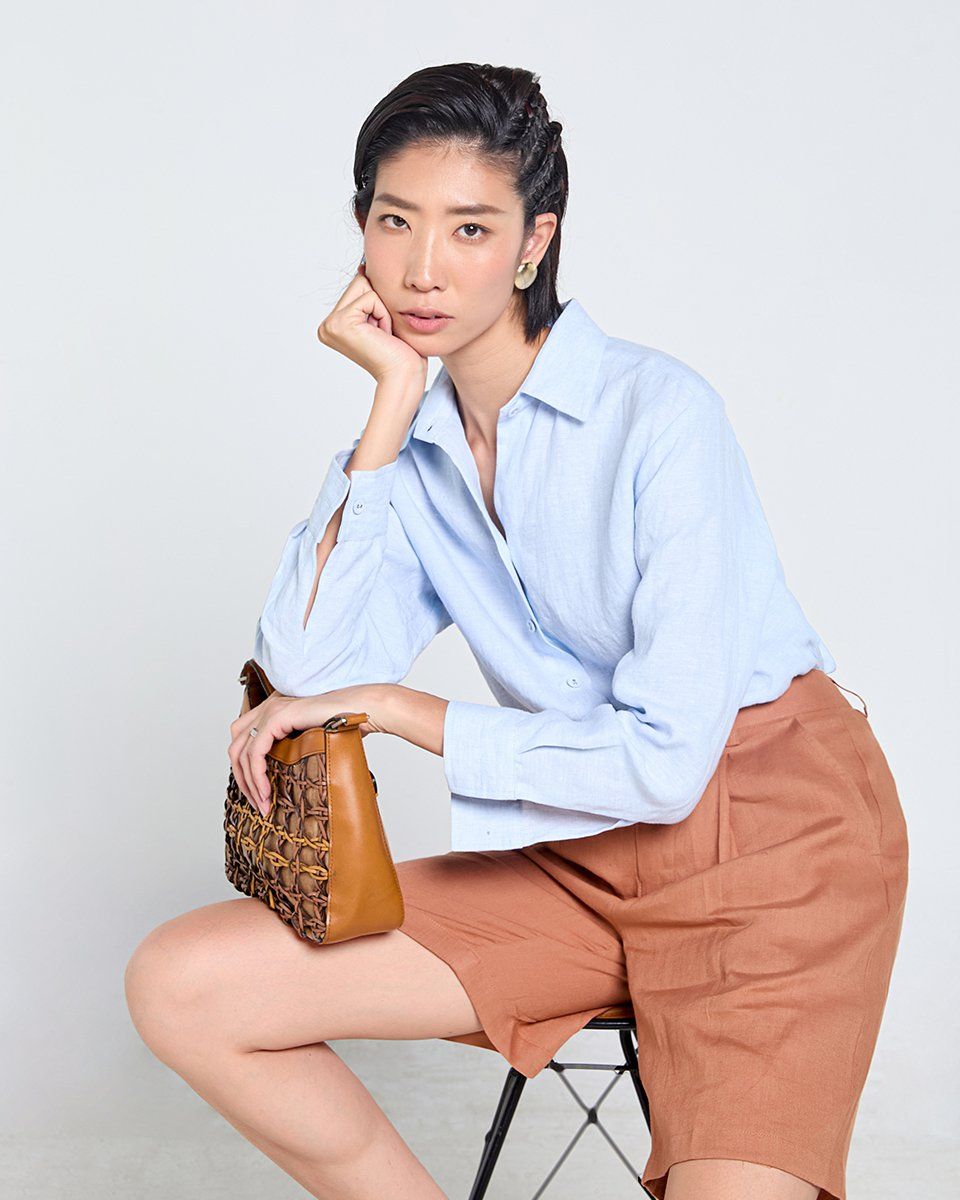 Quần Short Linen Nữ Nâu Đậm Tender Drit