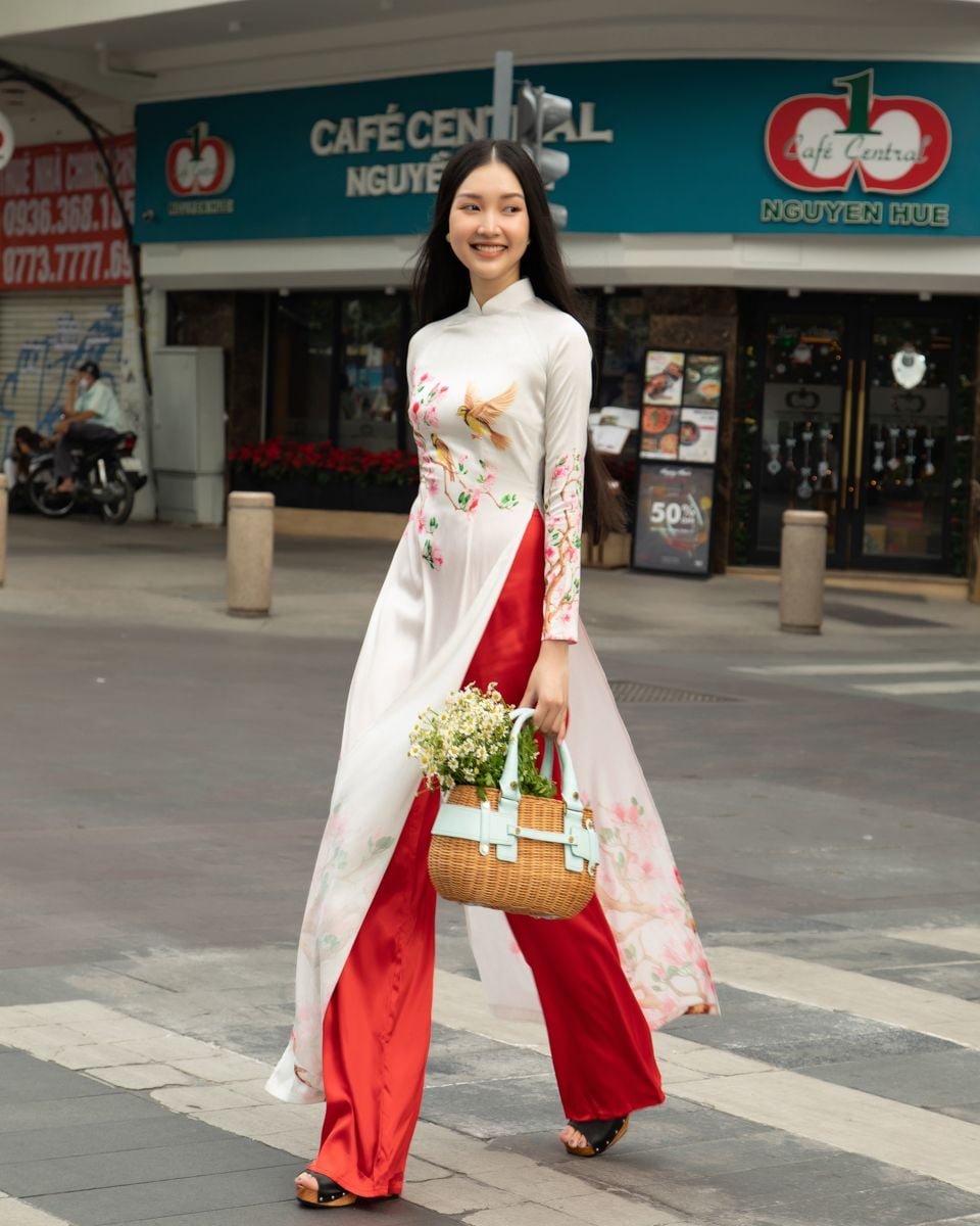 Áo Dài Lụa Trắng Gems Of VietNam