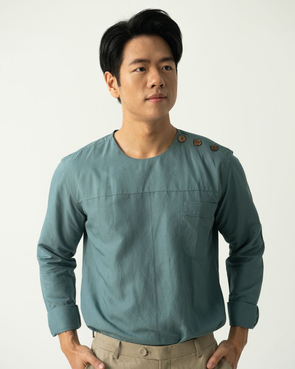 Áo Sơ Mi Nam Linen Xanh New Spirit