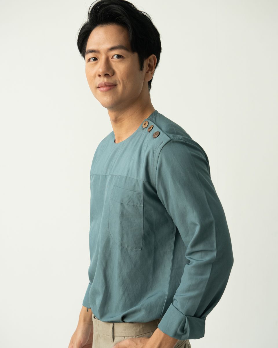 Áo Sơ Mi Nam Linen Xanh New Spirit