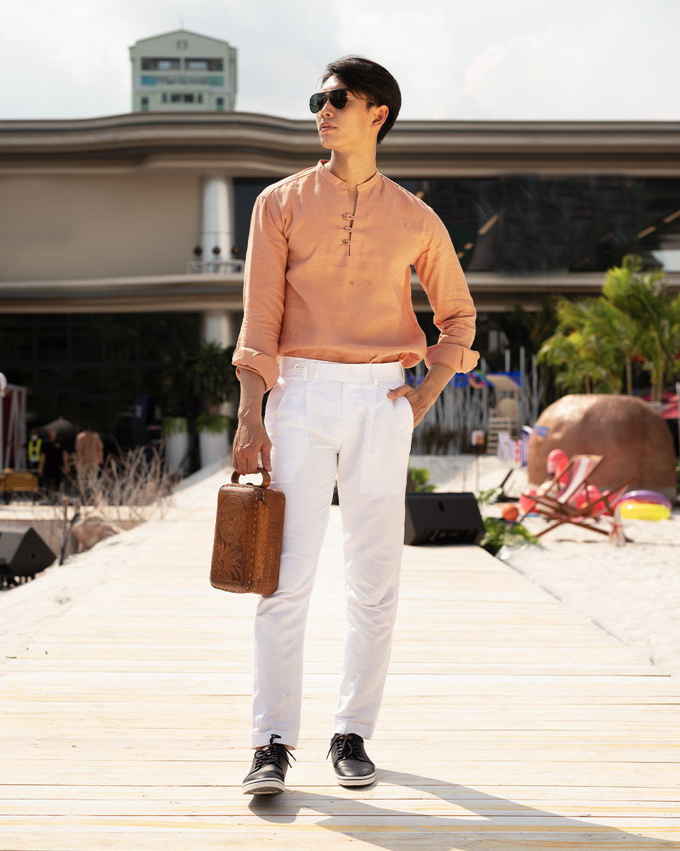 Áo Sơ Mi Nam Linen Cam