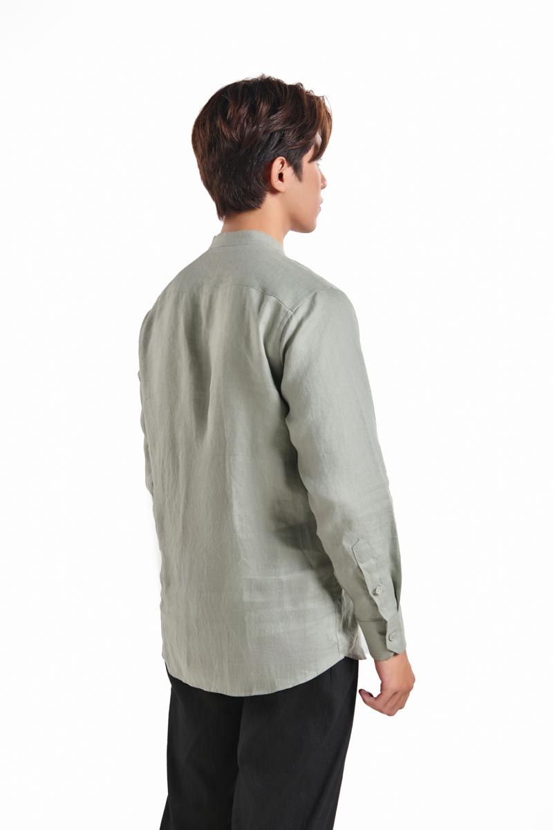 Áo Sơ Mi Nam Linen Rêu Nhạt