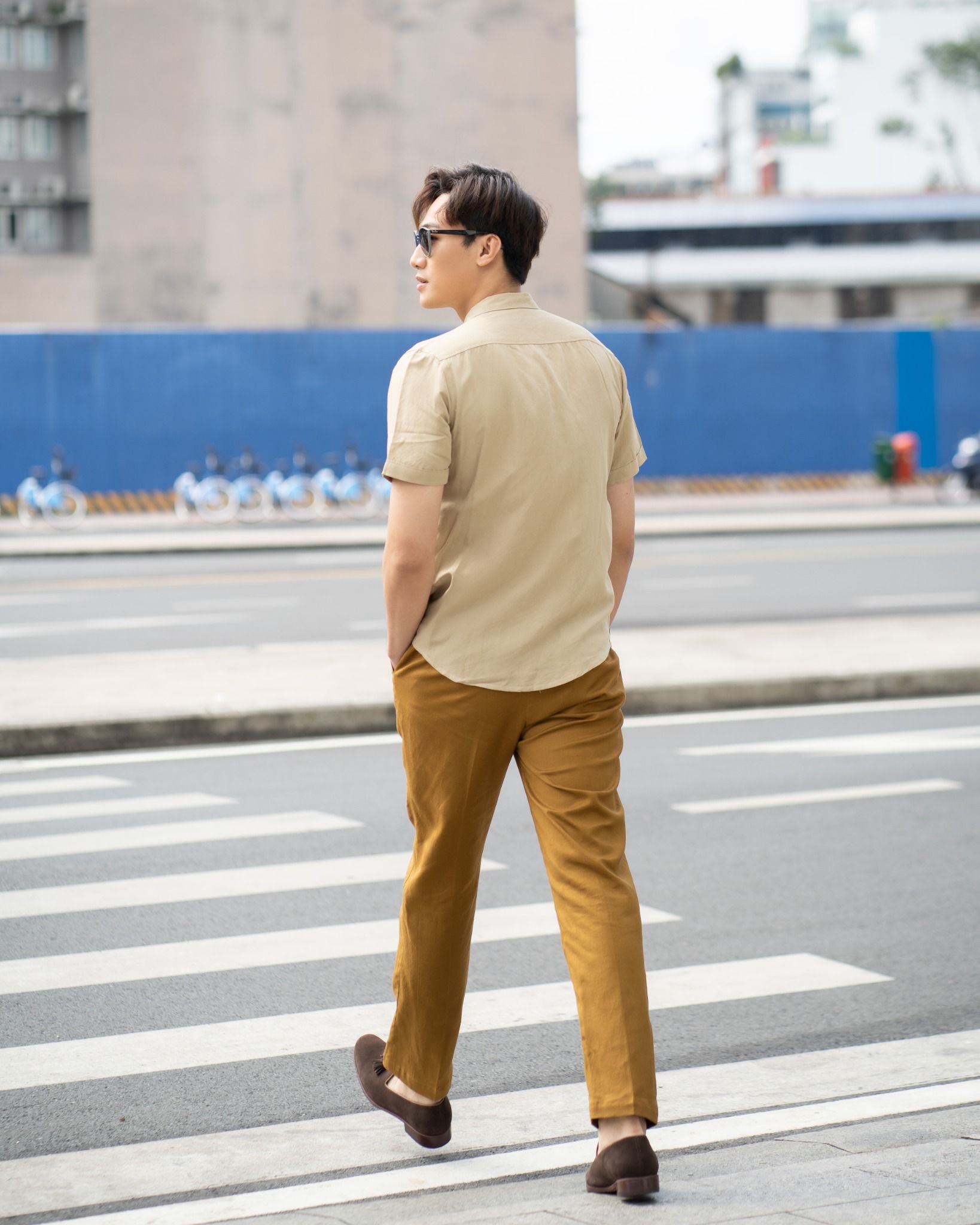 Áo Sơ Mi Nam Linen Vàng Kem