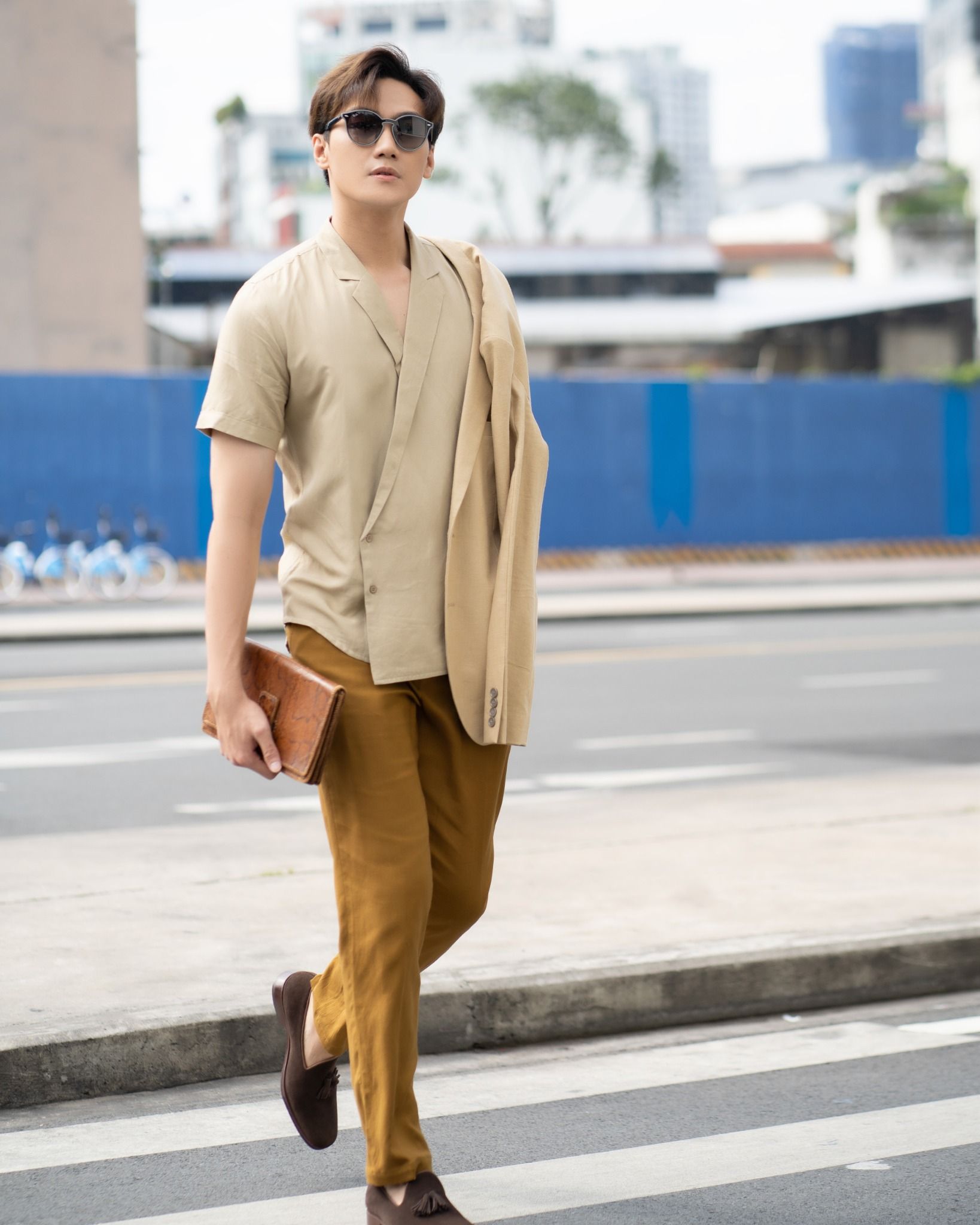 Áo Sơ Mi Nam Linen Vàng Kem