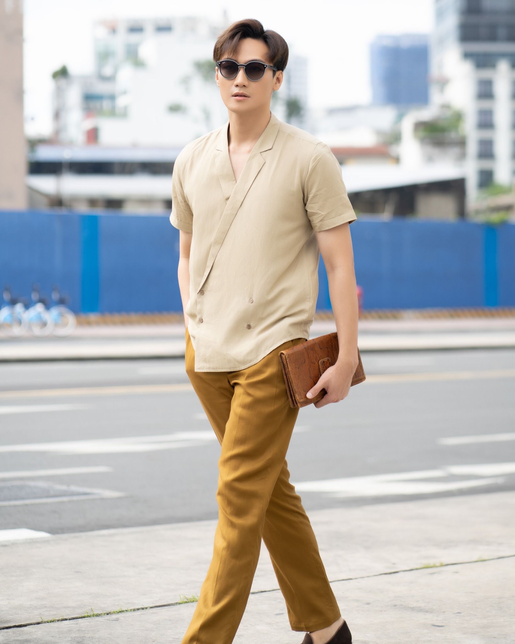 Áo Sơ Mi Nam Linen Vàng Kem