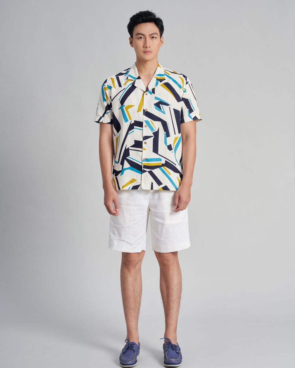 Quần Short Linen Nam Trắng Holidays Vibes