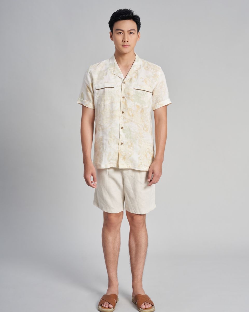 Quần Short Nam Linen Trắng Kem Holidays Vibes