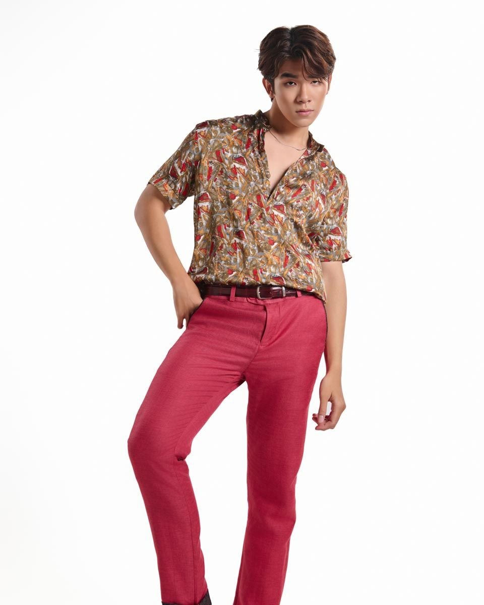Áo Sơ Mi Nam Linen Nâu Đỏ