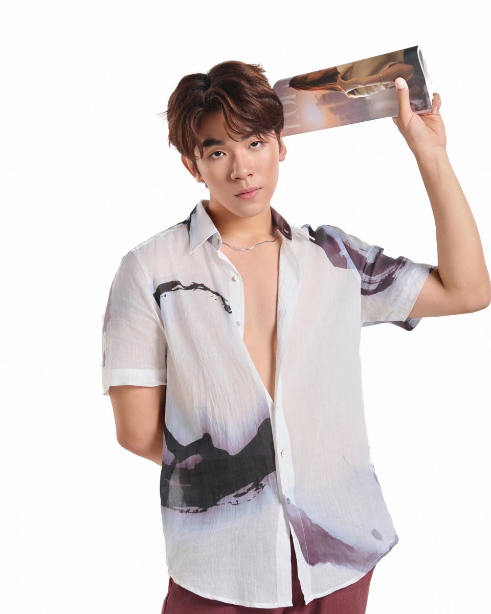 Áo Sơ Mi Linen Nam Trắng Họa Tiết Tay Ngắn