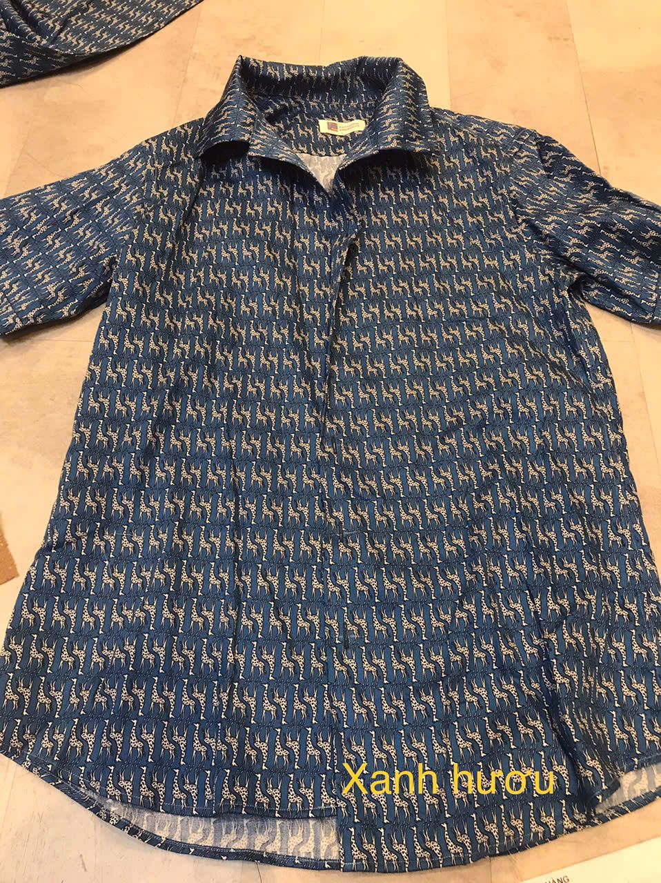 Áo Sơ Mi Nam Linen Xanh Hươu Tay Ngắn Tender Drit
