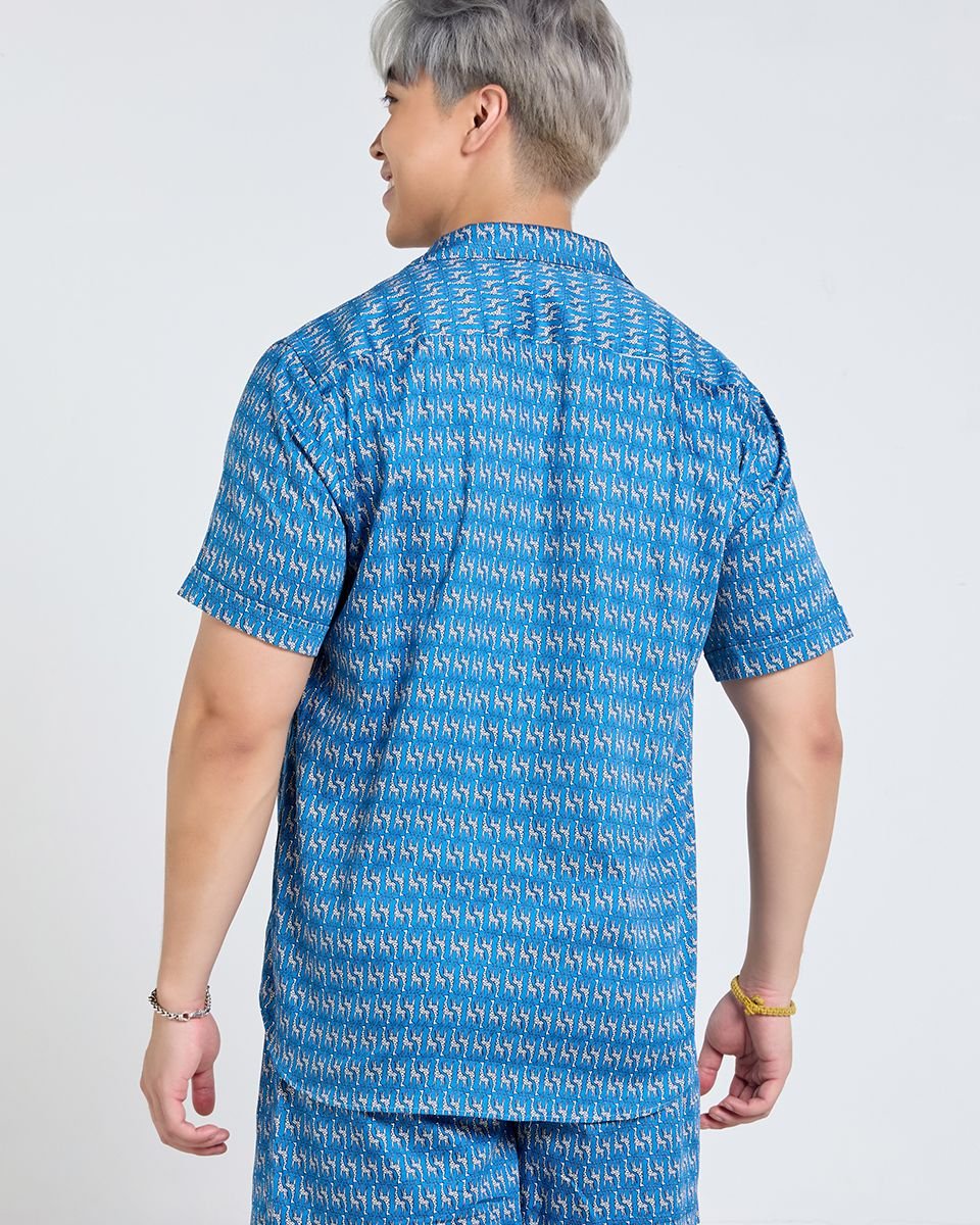 Áo Sơ Mi Nam Linen Xanh Hươu Tay Ngắn Tender Drit