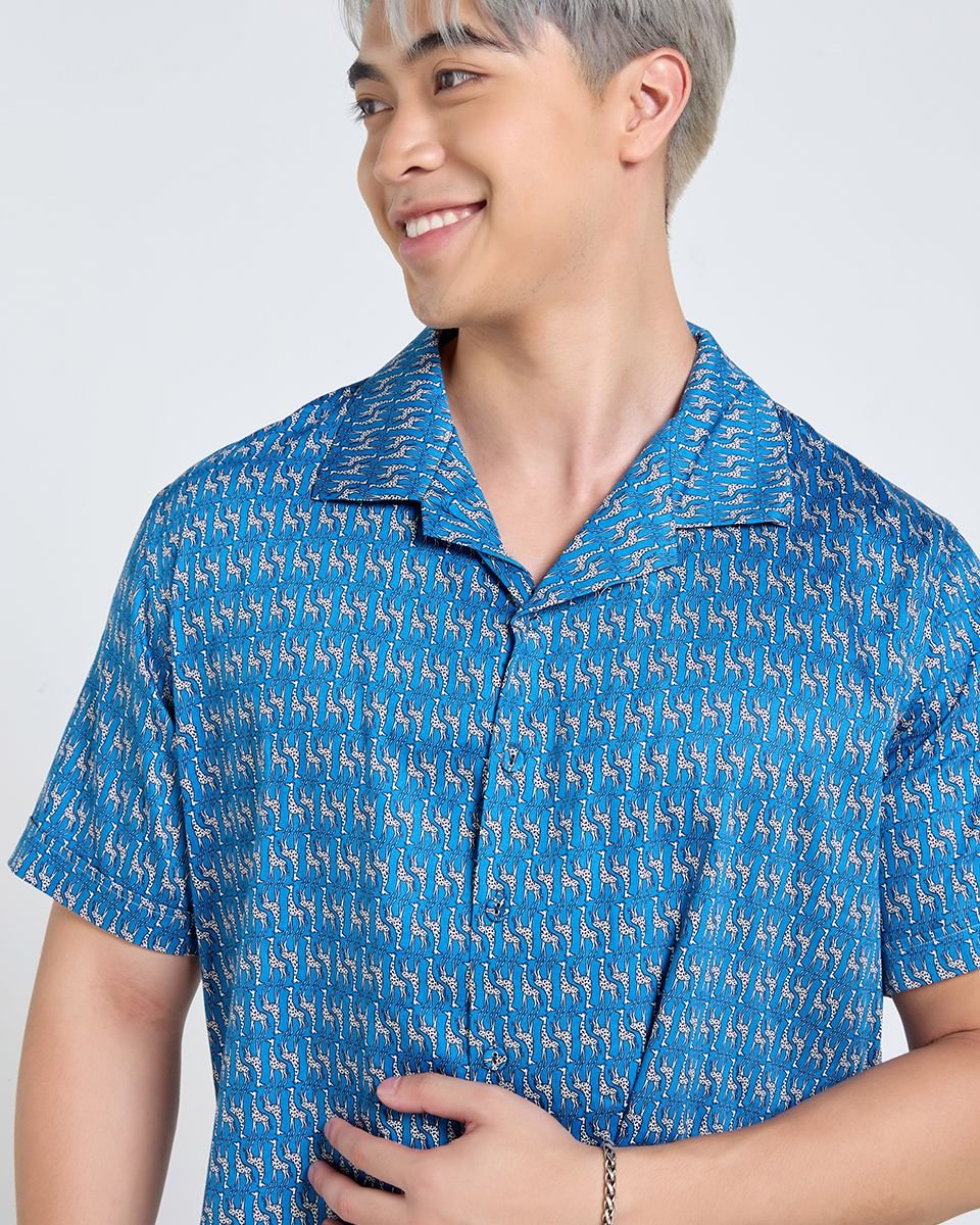 Áo Sơ Mi Nam Linen Xanh Hươu Tay Ngắn Tender Drit