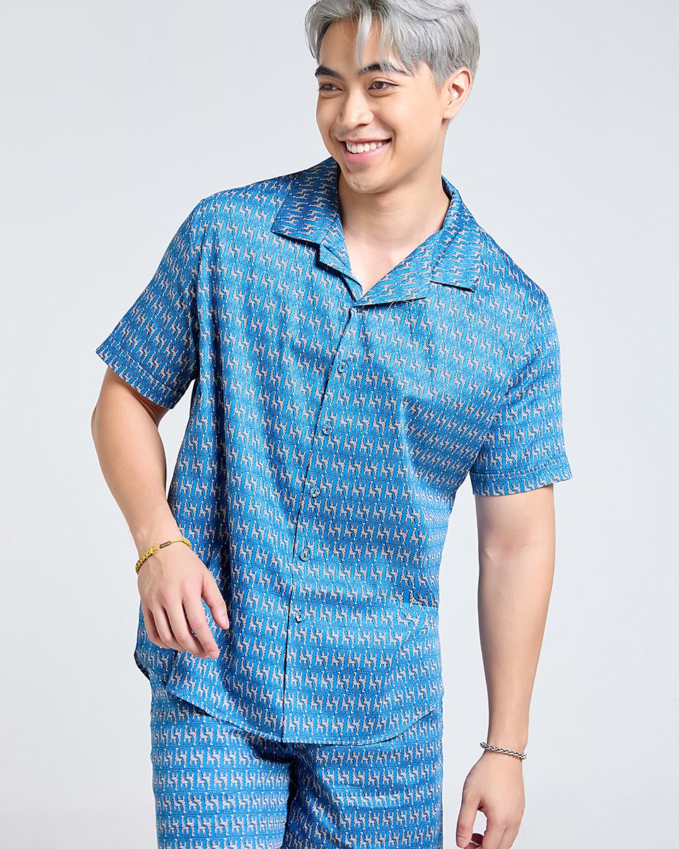 Áo Sơ Mi Nam Linen Xanh Hươu Tay Ngắn Tender Drit