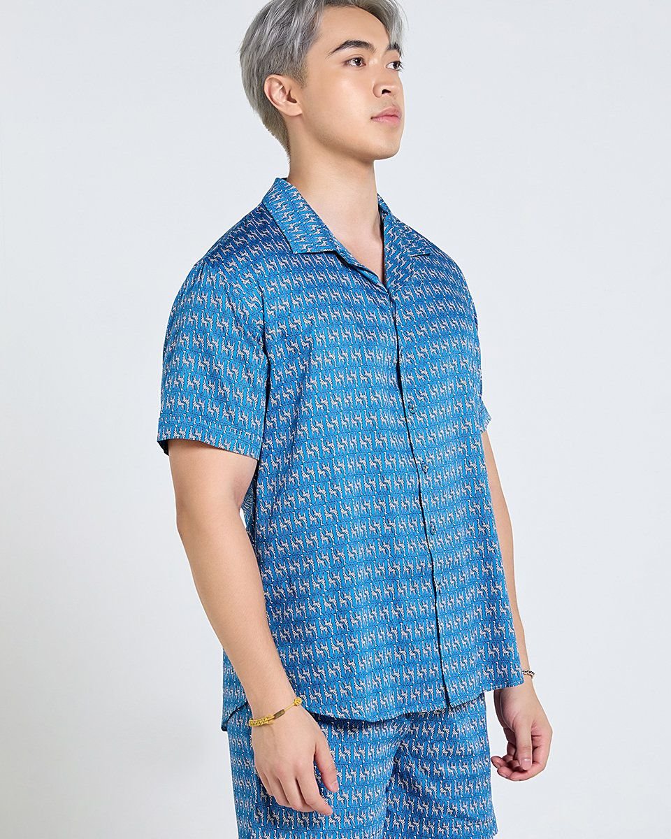 Áo Sơ Mi Nam Linen Xanh Hươu Tay Ngắn Tender Drit