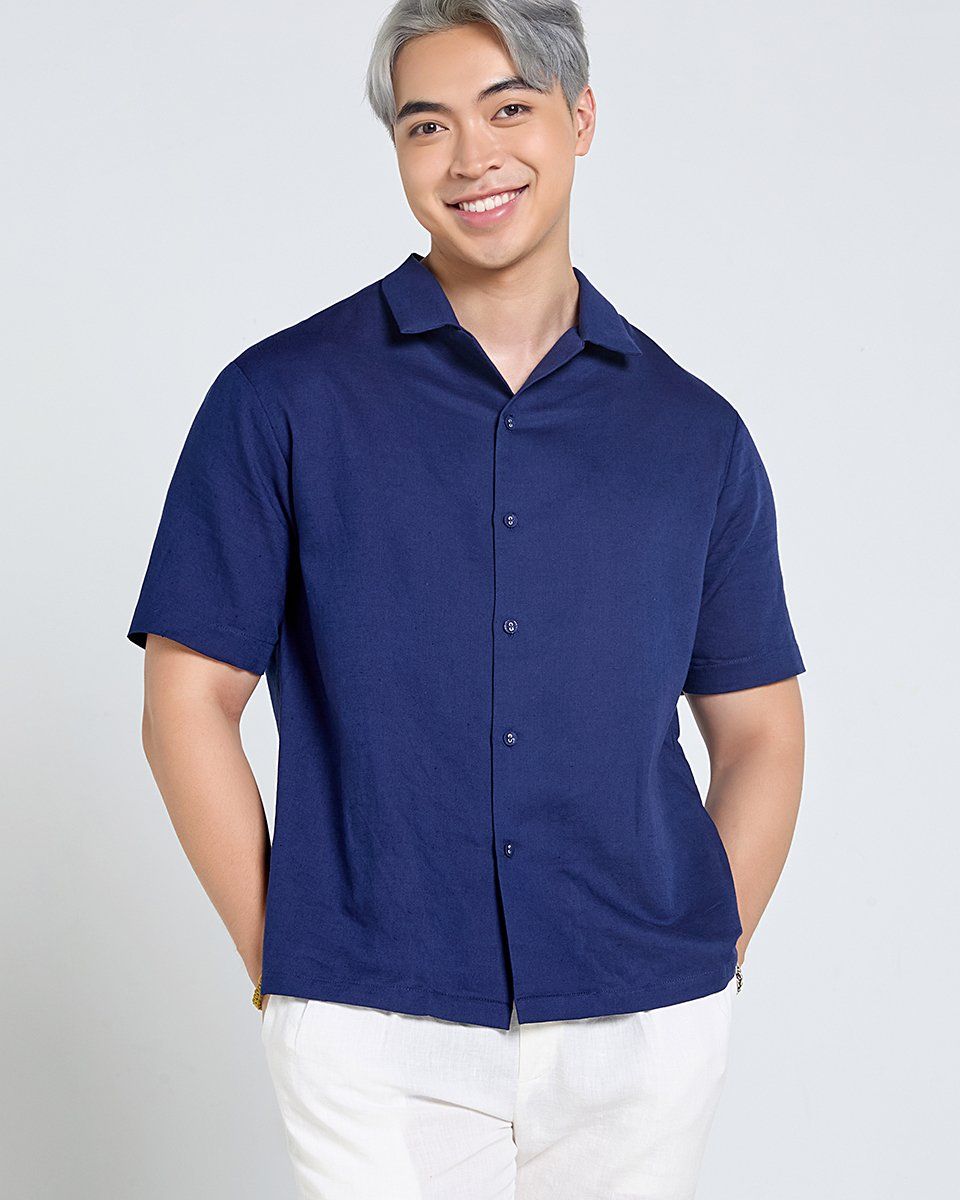 Áo Sơ Mi Linen Nam Xanh Duong Tender Drit
