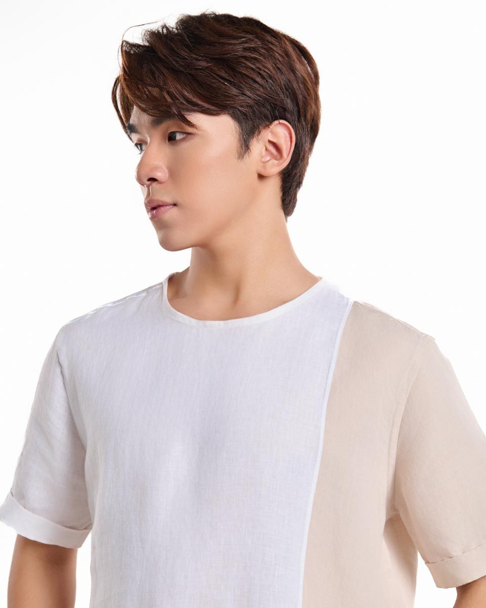 Áo Sơ Mi Linen Nam Trắng Kem Tay Ngắn