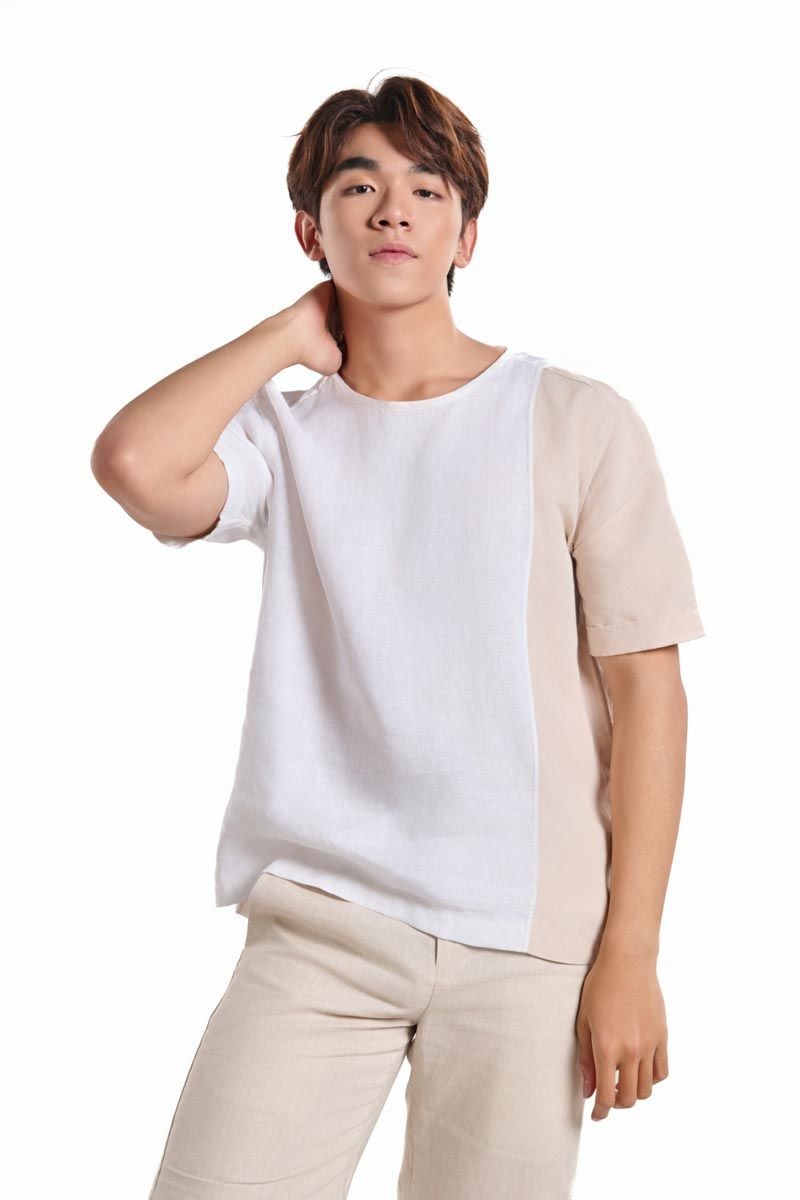 Áo Sơ Mi Linen Nam Trắng Kem Tay Ngắn
