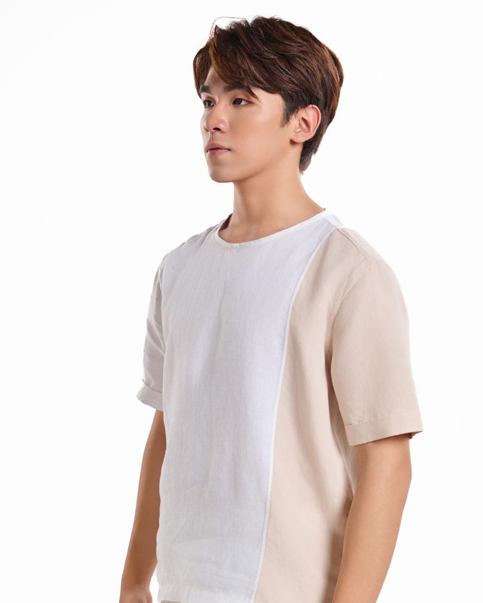 Áo Sơ Mi Linen Nam Trắng Kem Tay Ngắn