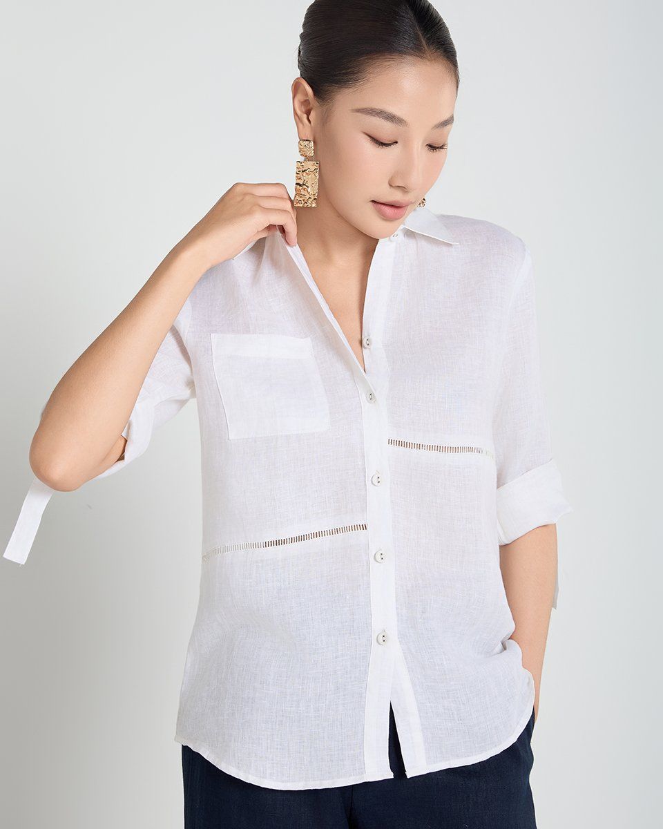 Áo Sơ Mi Linen Trắng Chu Du Phố