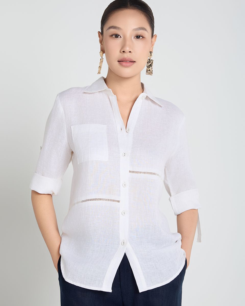 Áo Sơ Mi Linen Trắng Chu Du Phố