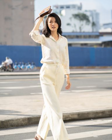  Áo Sơ Mi Linen Kem Họa Tiết Tình Thơ Mùa Thu 