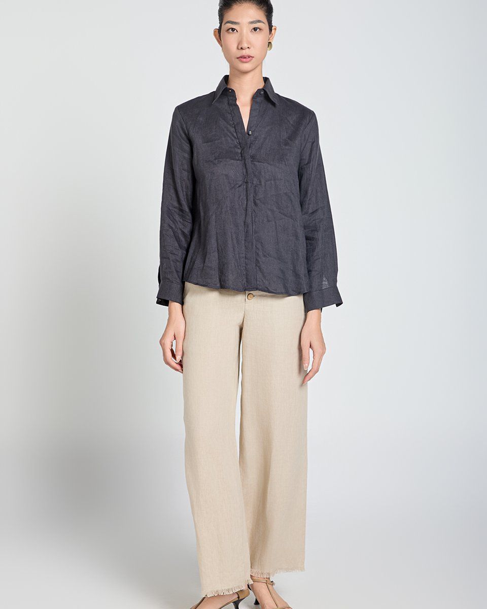 Áo Linen Nữ Đen Nâu A Touch Of Effortless Elegance