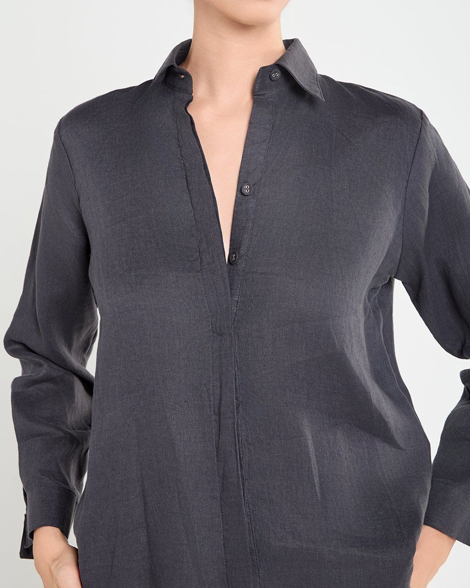 Áo Linen Nữ Đen Nâu A Touch Of Effortless Elegance