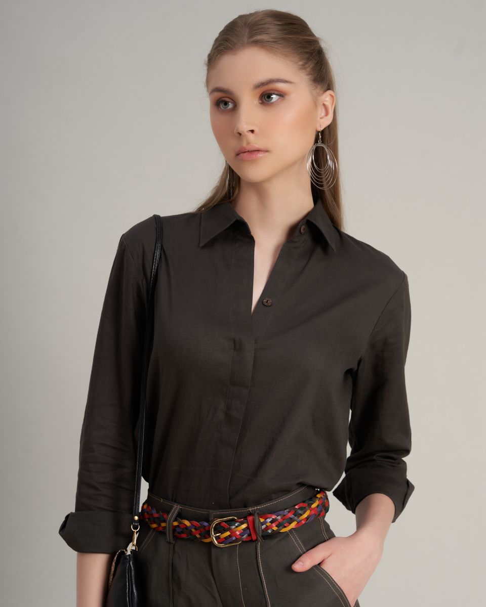 Quần Dài Linen Nữ Rêu Đậm Hello New Day