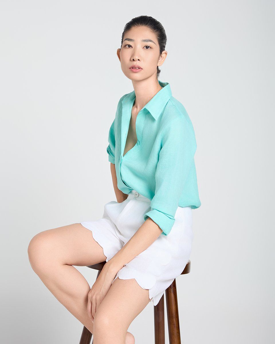 Áo Sơ Mi Linen Xanh A Touch Of Effortless Elegance