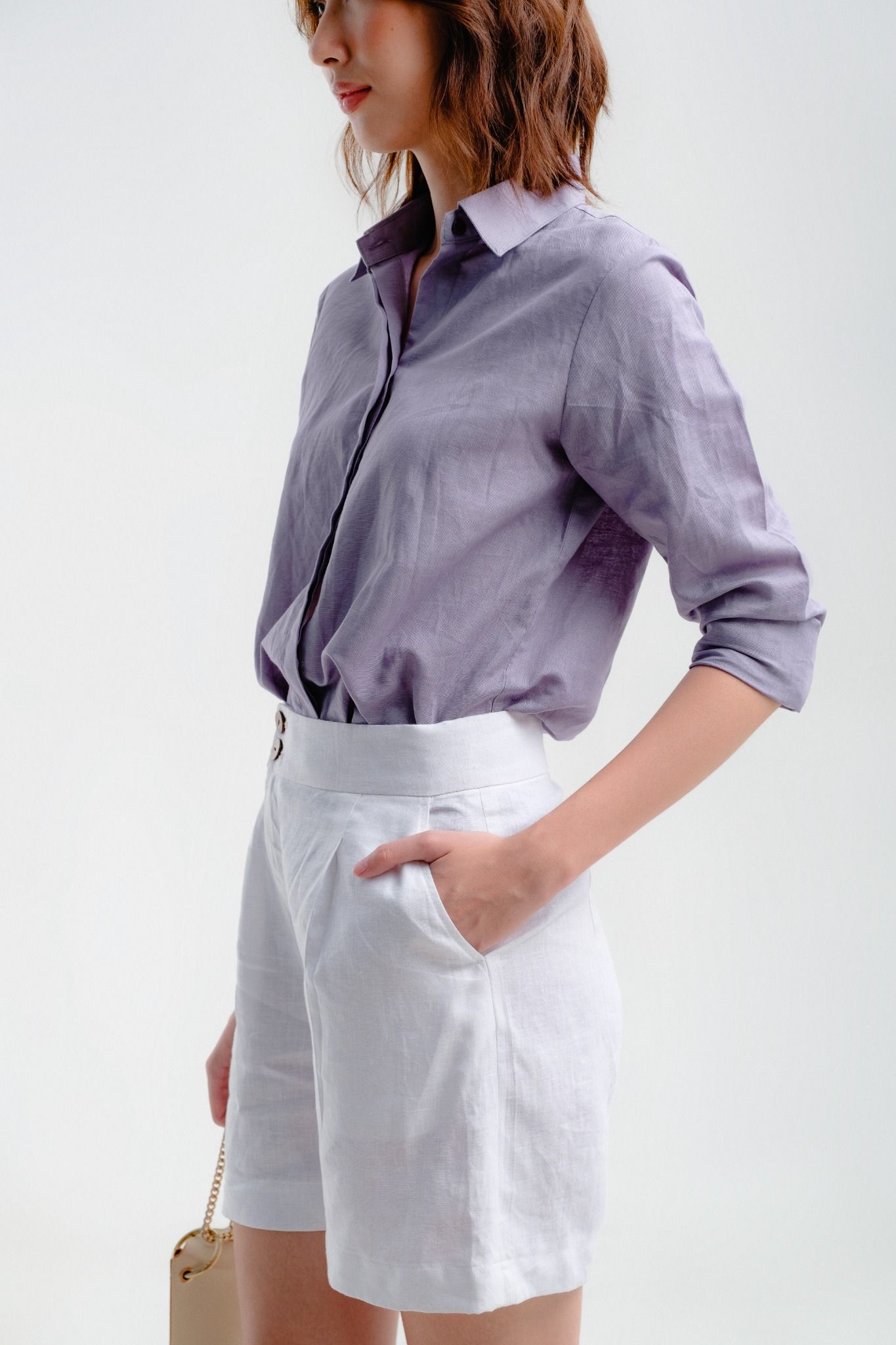 Áo Sơ Mi Linen Tím Hương Mùa Hè