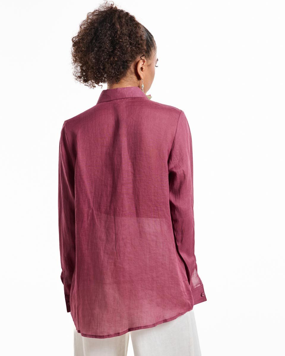 Áo Sơ Mi Linen Nữ Đỏ Rượu