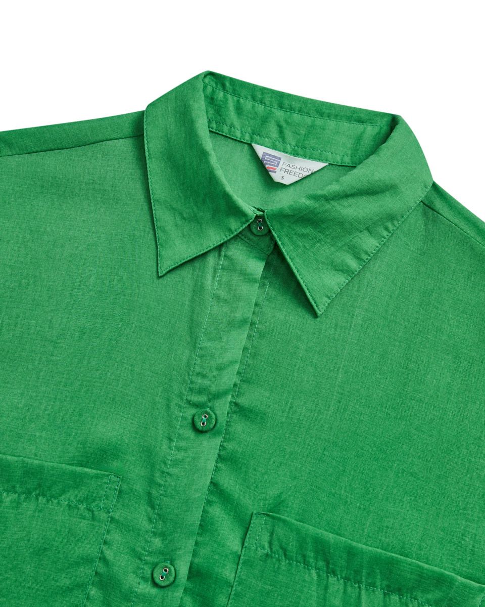 Áo Sơ Mi Linen Nữ Xanh Lá