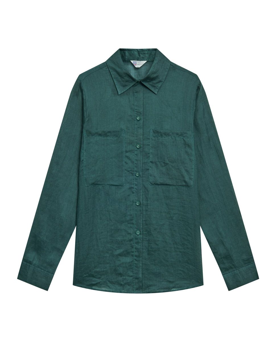 Áo Sơ Mi Linen Nữ Xanh Nhớt