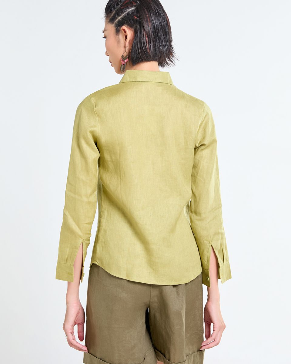 Sơ Mi Linen Xanh Cốm Tender Drit