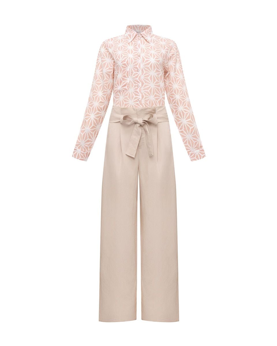 Sơ MI Linen Hồng Hoa