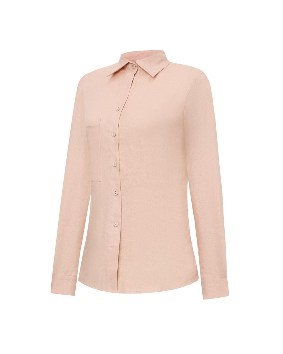 ÁO Sơ Mi Linen Nữ Hồng