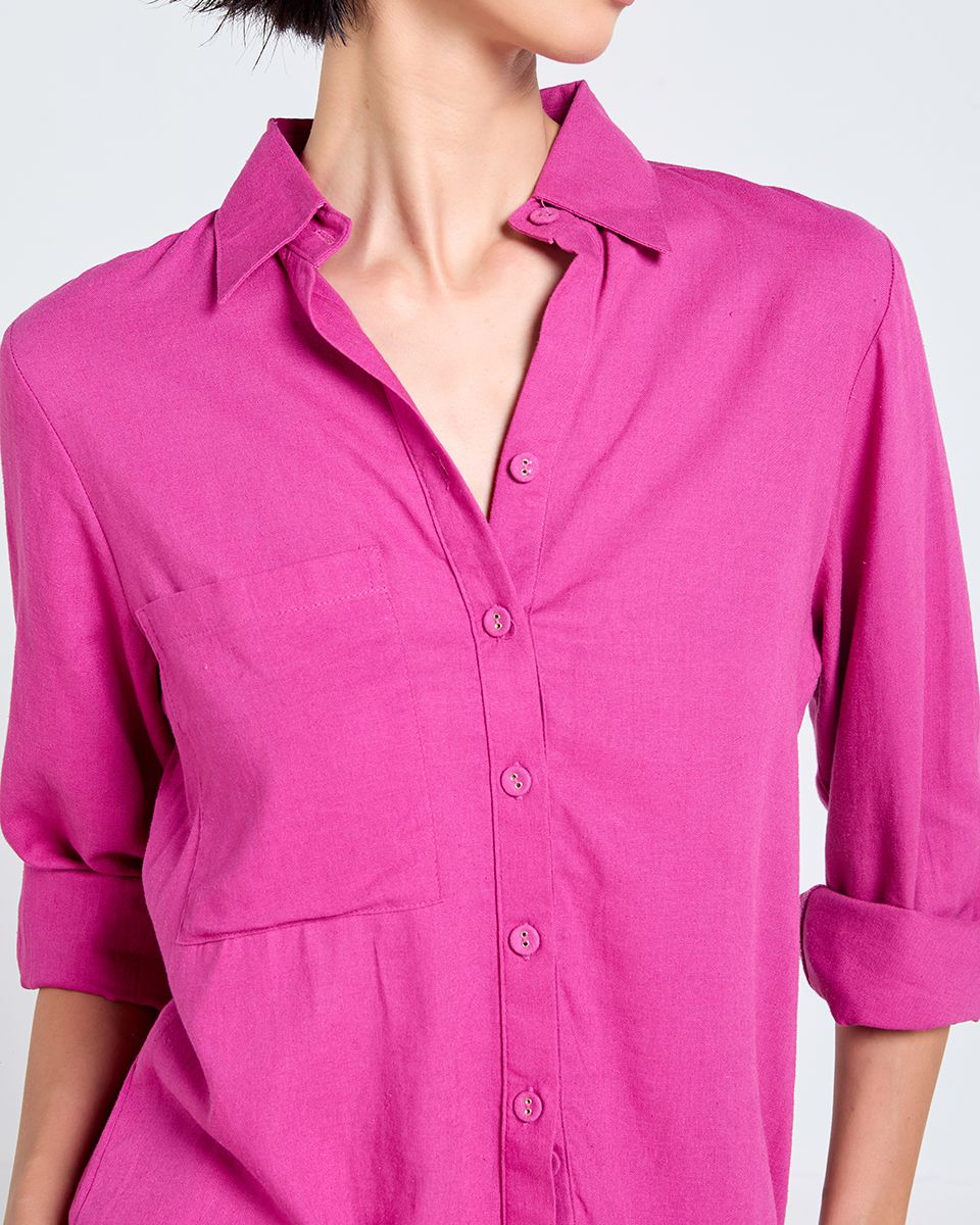 ÁO Sơ Mi Linen Nữ Hồng Sen Tender Drit