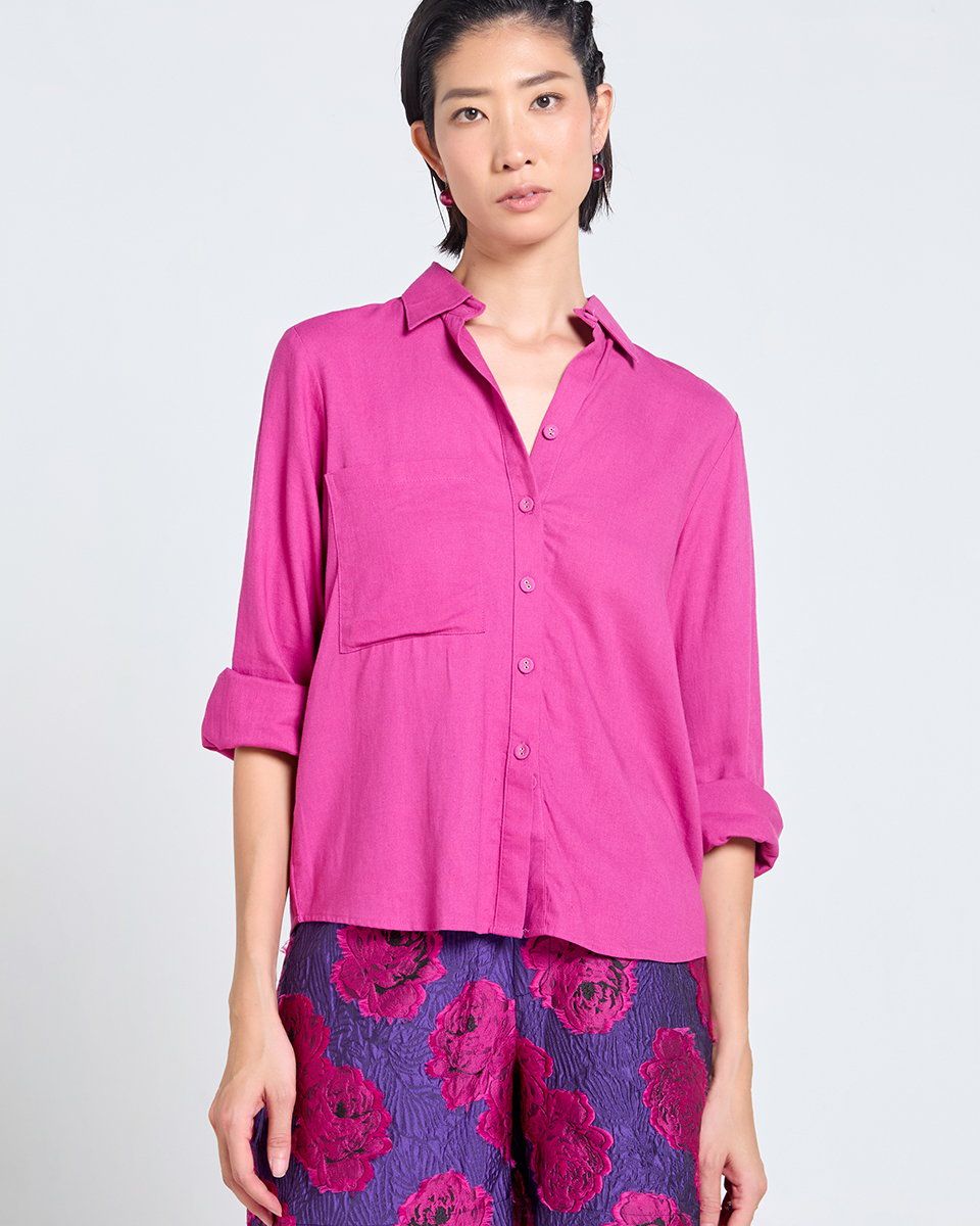 ÁO Sơ Mi Linen Nữ Hồng Sen Tender Drit