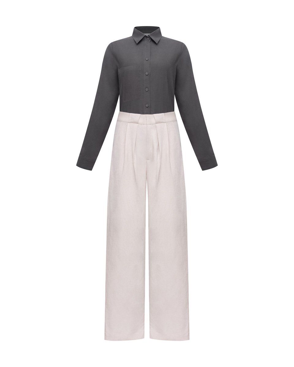 ÁO Sơ Mi Linen Nữ Xám