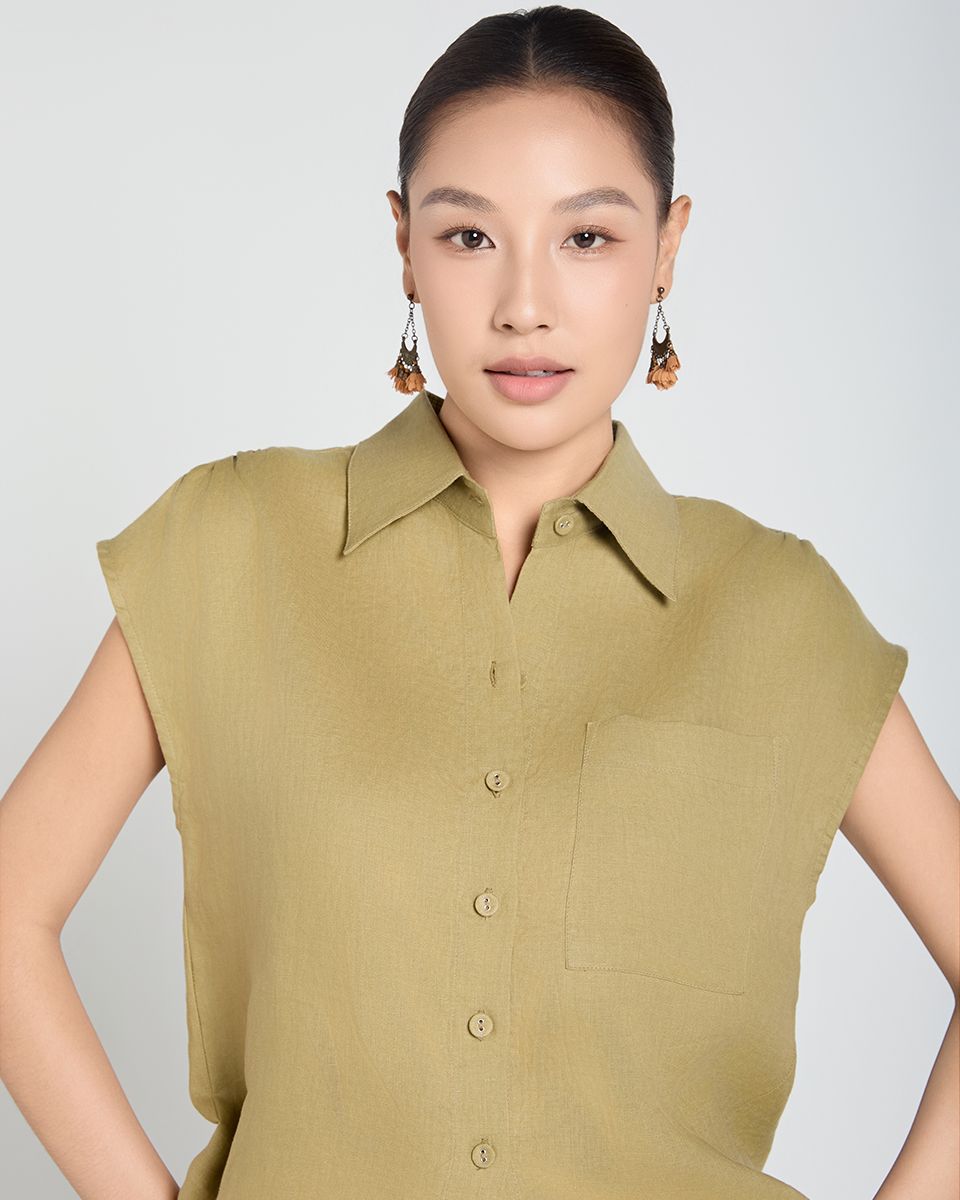 Áo Sơ Mi Linen Xanh Lá Mạ A Touch Of Effortless Elegance