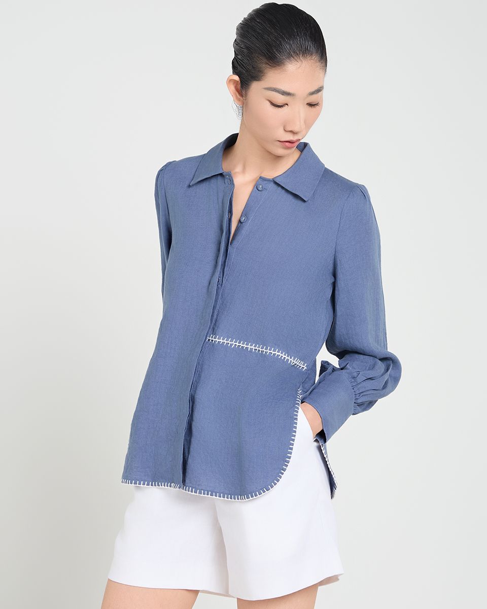 Áo Sơ Mi Linen Xanh A Touch Of Effortless Elegance