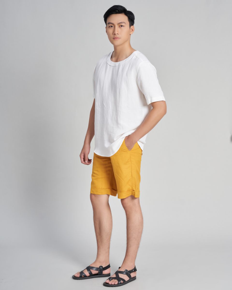 Quần Short Nam Linen Vàng Holidays Vibes