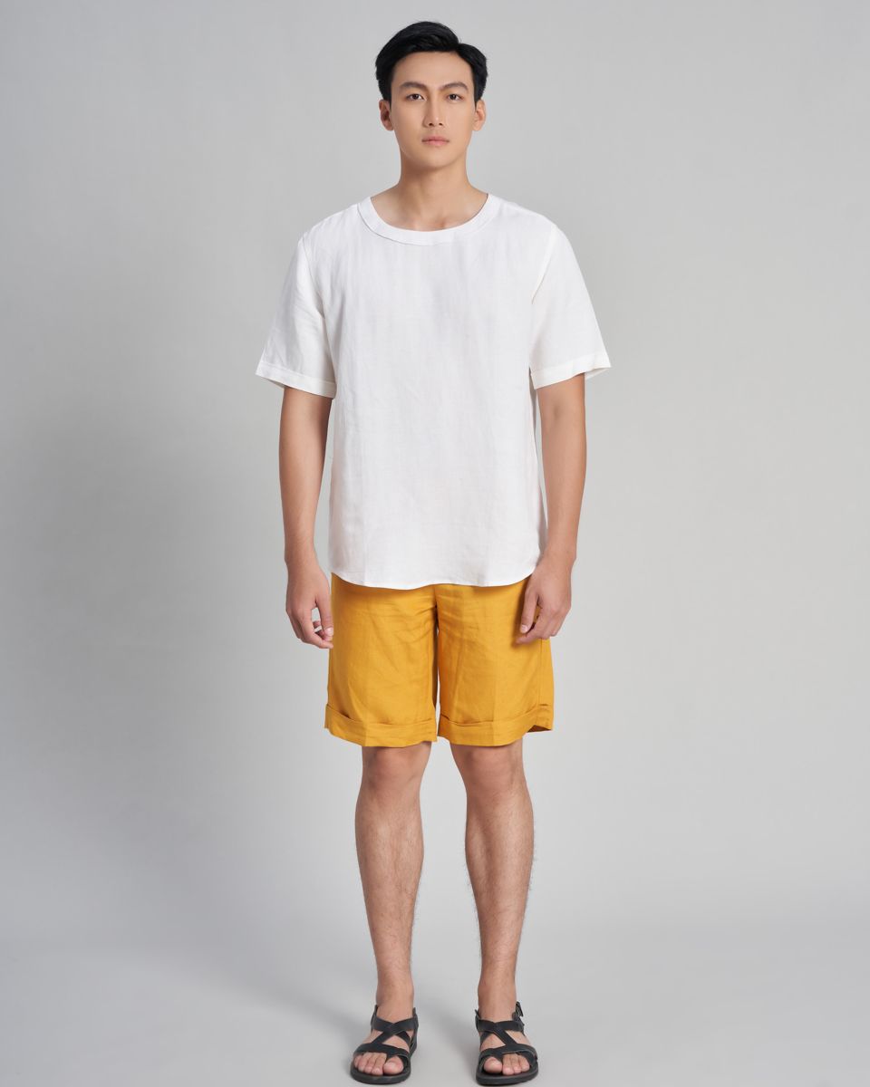 Quần Short Nam Linen Vàng Holidays Vibes