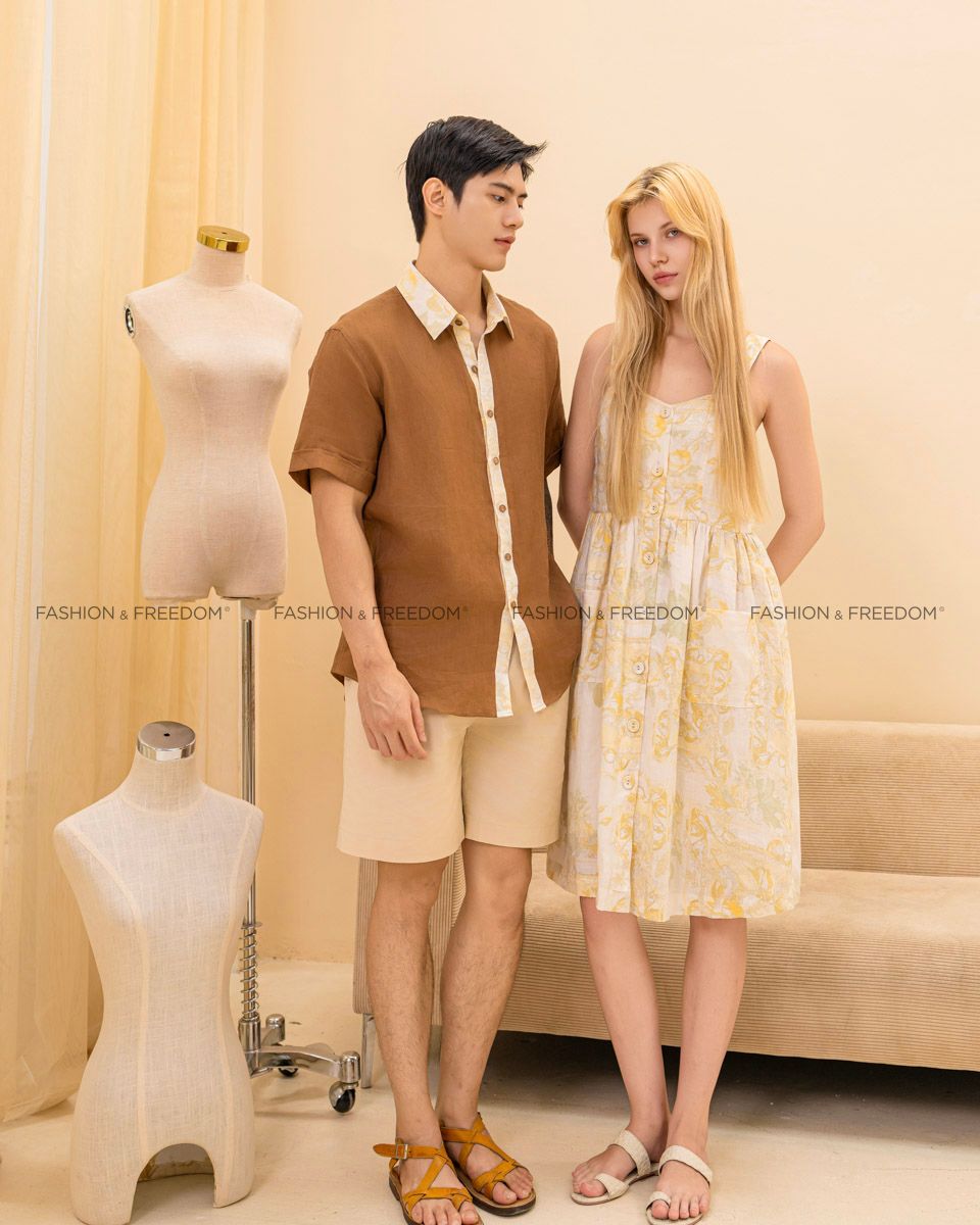 Quần Short Nam Linen Kem