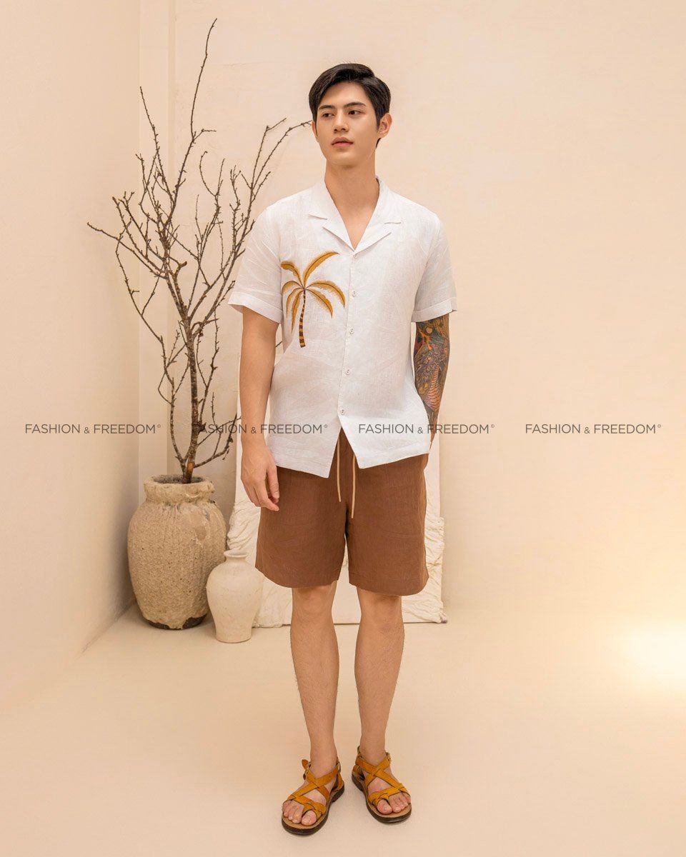 Quần Short Nam Linen Nâu Nhạt