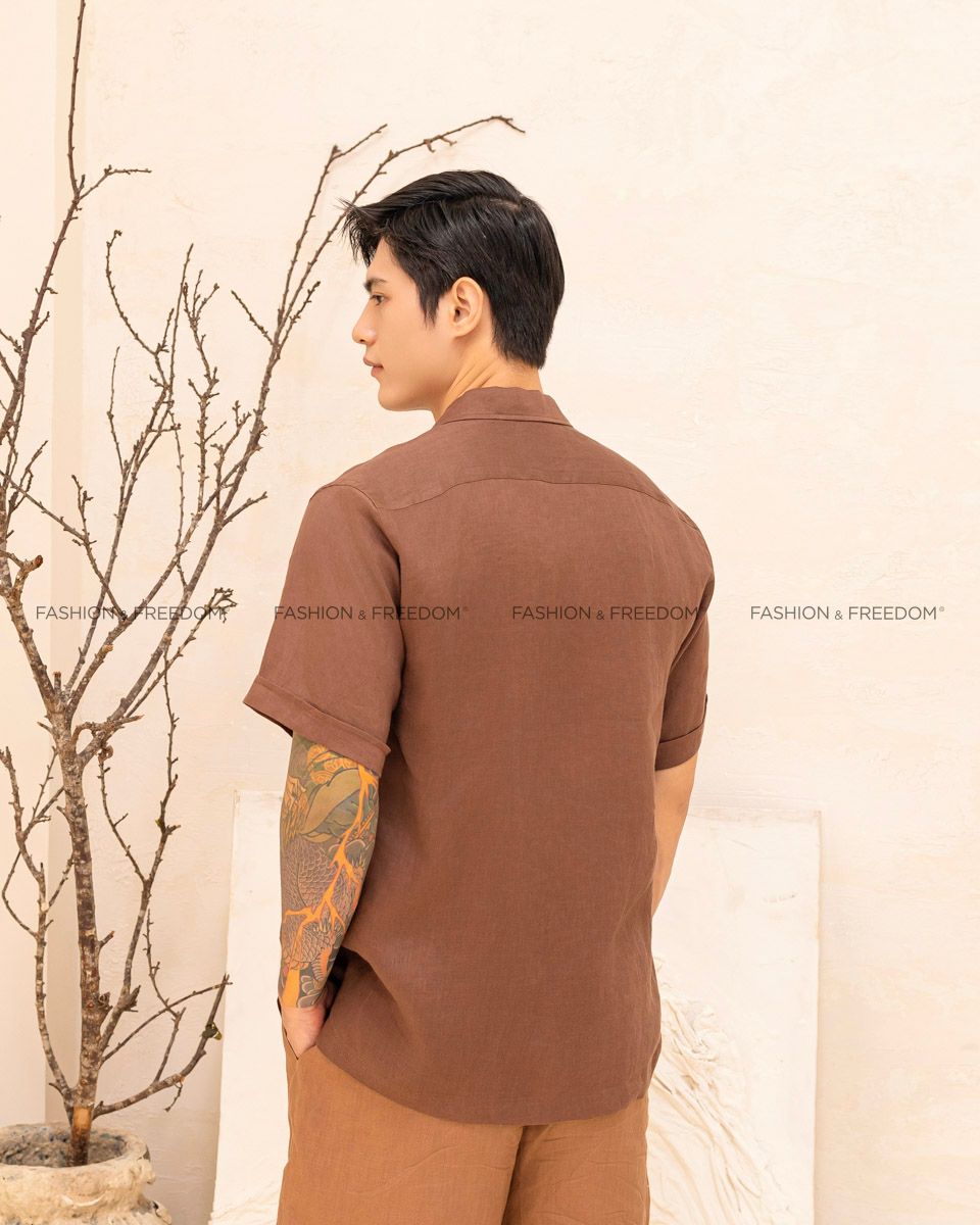 Quần Short Nam Linen Nâu Nhạt