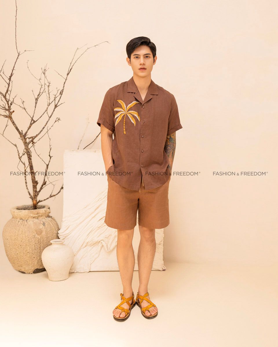 Quần Short Nam Linen Nâu Nhạt