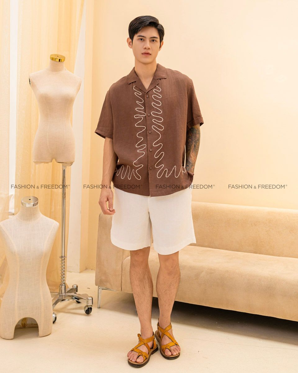 Quần Short Nam Linen Trắng